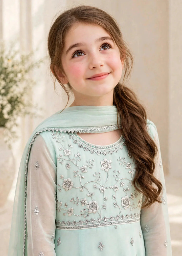 Riwayat by Modest Girls RTW Embroidered Chiffon 3 Piece Suit A086 Blue Frock Festive Collection