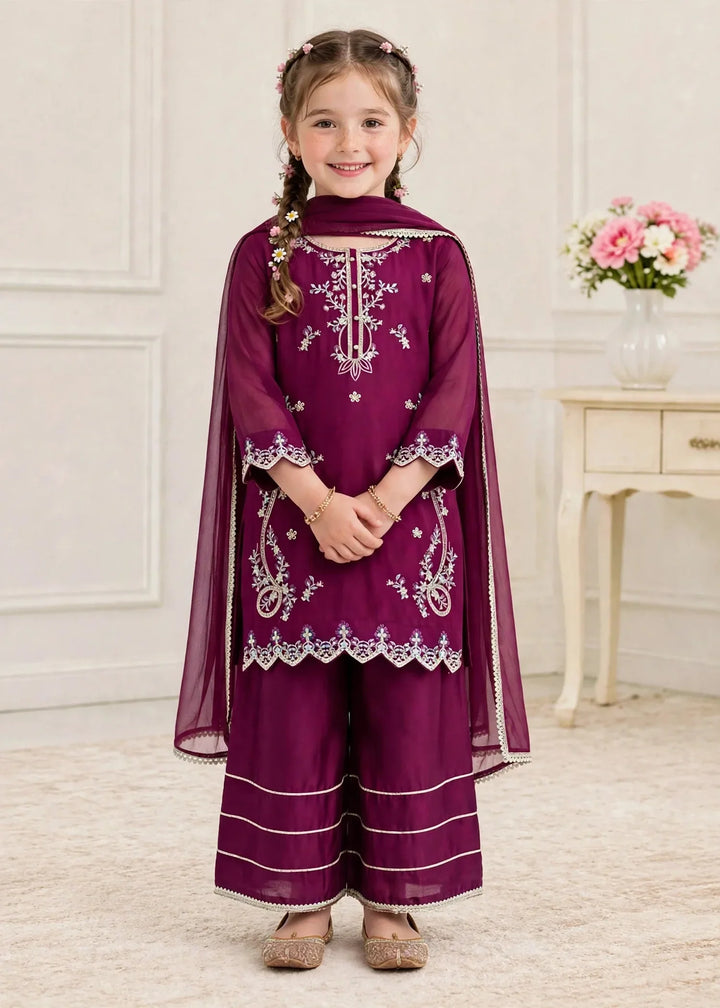 Riwayat by Modest Girls RTW Embroidered Chiffon 3 Piece Suit A080 Purple Festive Collection