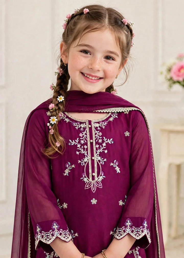 Riwayat by Modest Girls RTW Embroidered Chiffon 3 Piece Suit A080 Purple Festive Collection