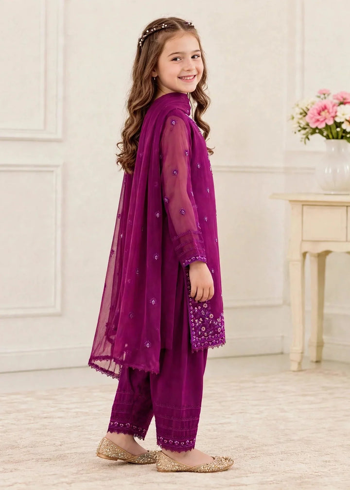 Riwayat by Modest Girls RTW Embroidered Chiffon 3 Piece Suit 11475 Purple Festive Collection