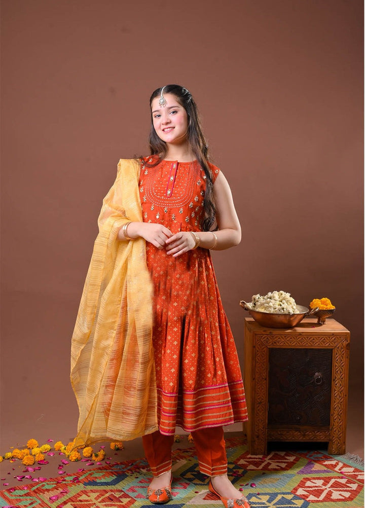 Senorita Girls RTW Embroidered Viscose Raw Silk 3 Piece Suit GDD-03255 Winter Collection