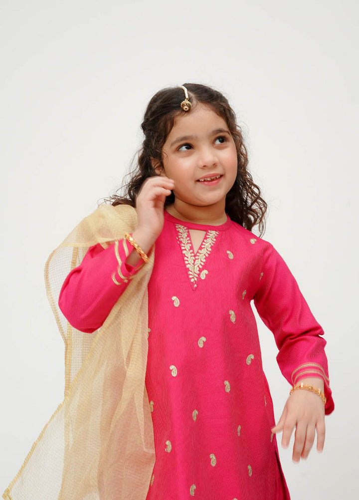 Senorita Girls RTW Embroidered Viscose Raw Silk 3 Piece Suit KDD-03625 Winter Collection