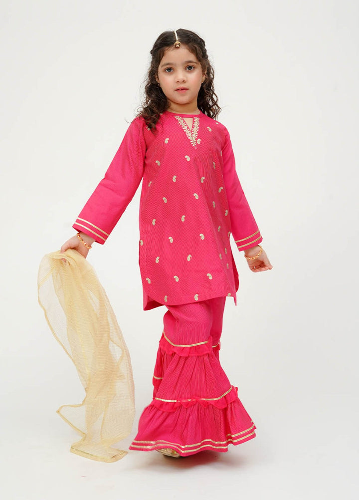 Senorita Girls RTW Embroidered Viscose Raw Silk 3 Piece Suit KDD-03625 Winter Collection