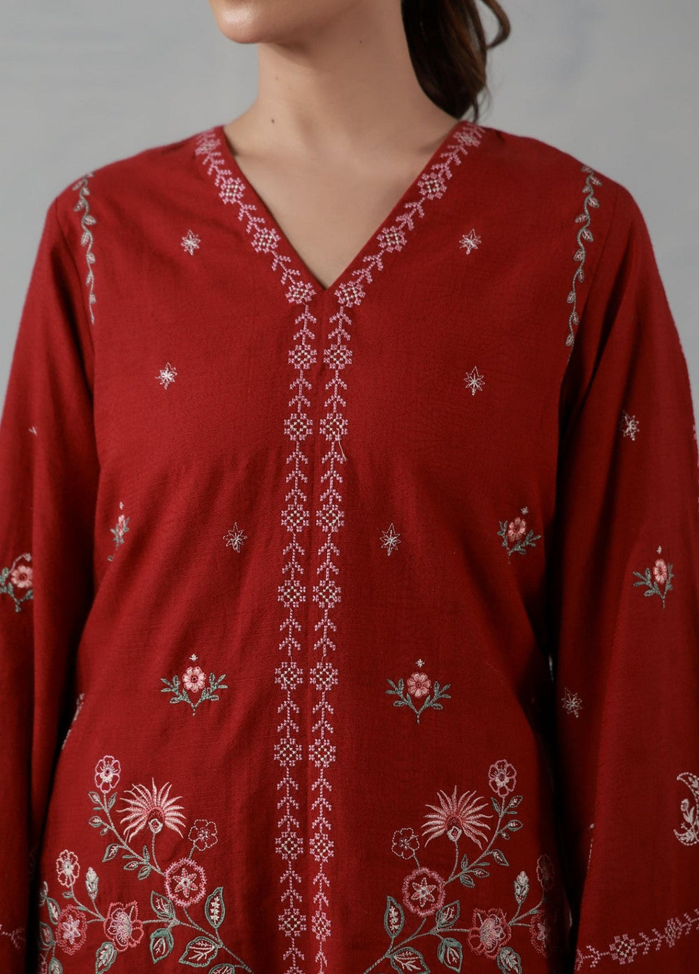 Sahar Women RTW Embroidered Jacquard 2 Piece Suit Crimson Moon Casual Collection