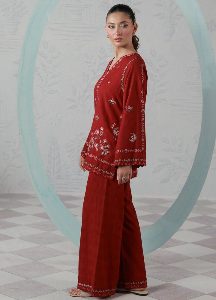 Sahar Women RTW Embroidered Jacquard 2 Piece Suit Crimson Moon Casual Collection
