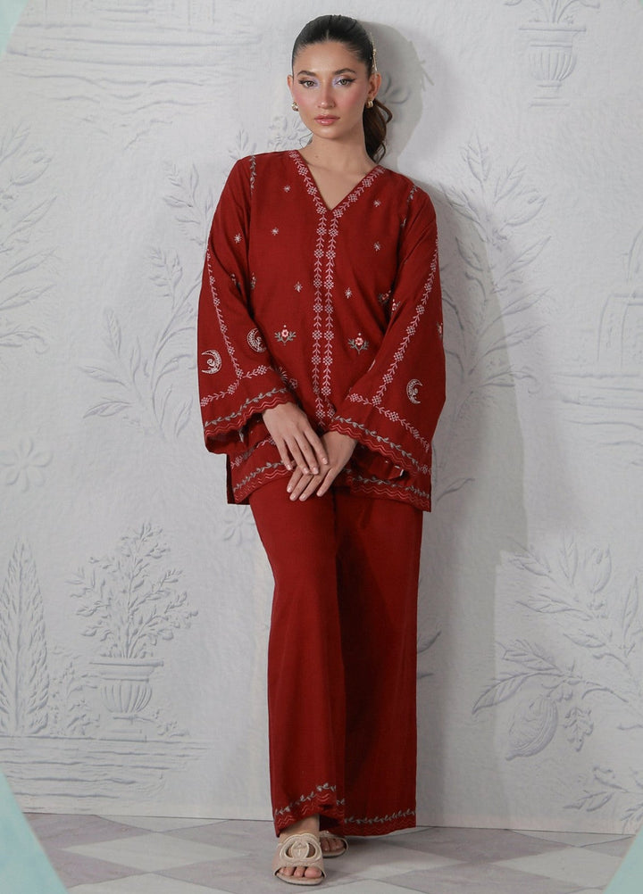Sahar Women RTW Embroidered Jacquard 2 Piece Suit Crimson Moon Casual Collection