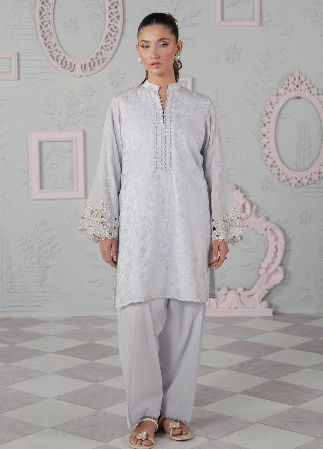 Sahar Women RTW Embroidered Jacquard 2 Piece Suit Bluebell Casual Collection