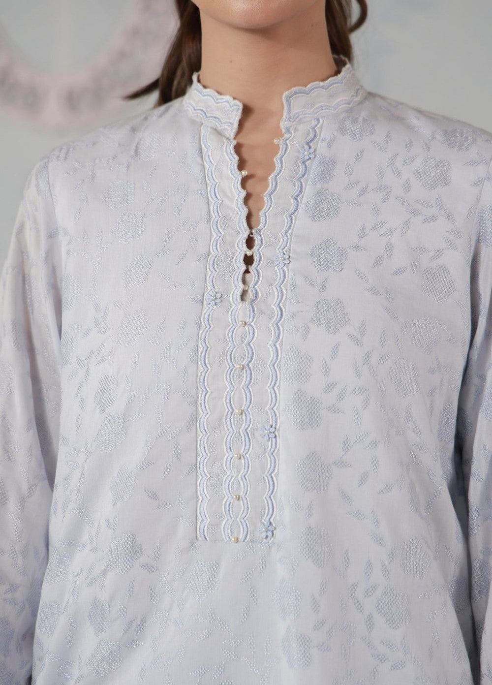 Sahar Women RTW Embroidered Jacquard 2 Piece Suit Bluebell Casual Collection