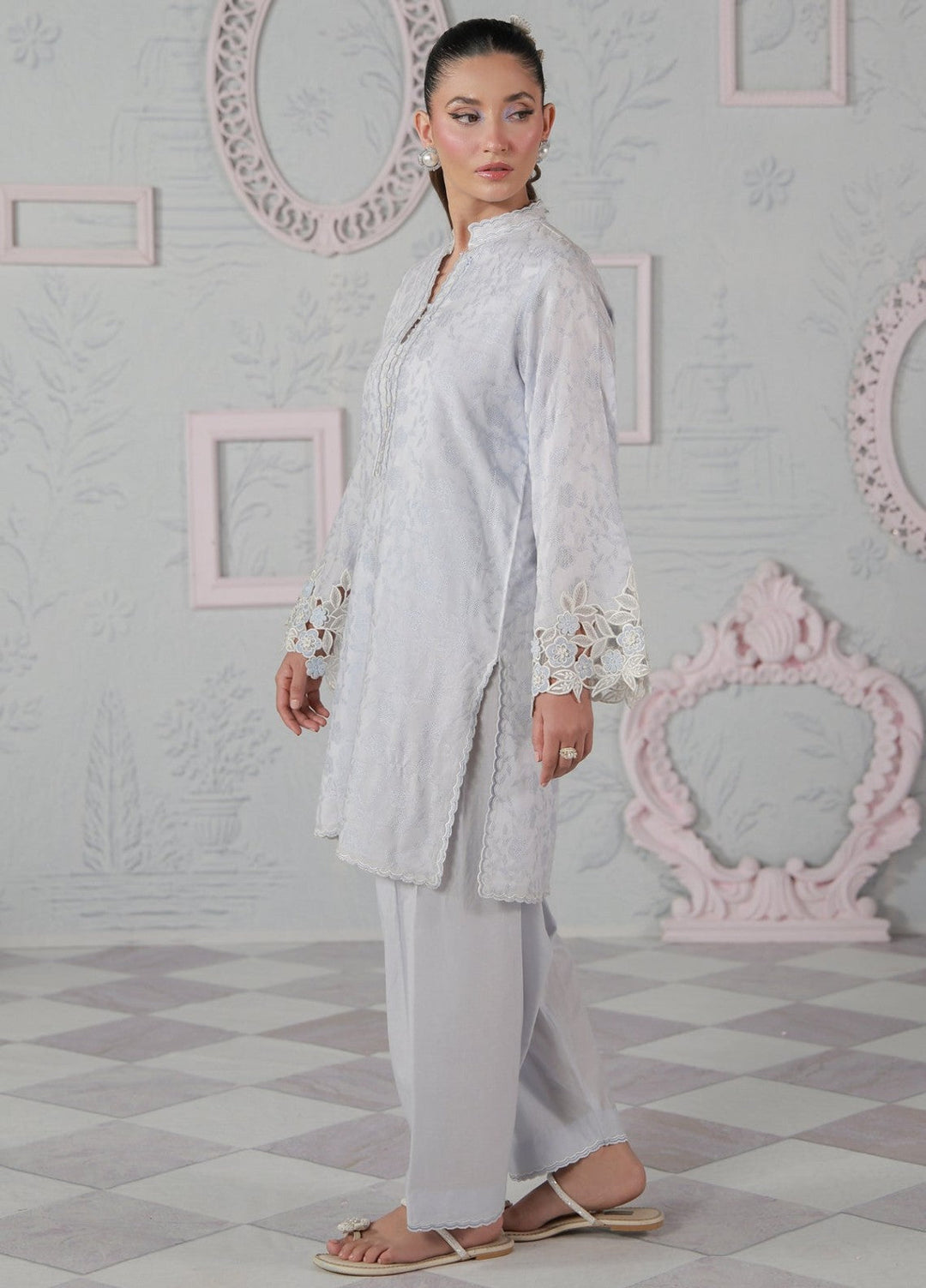 Sahar Women RTW Embroidered Jacquard 2 Piece Suit Bluebell Casual Collection