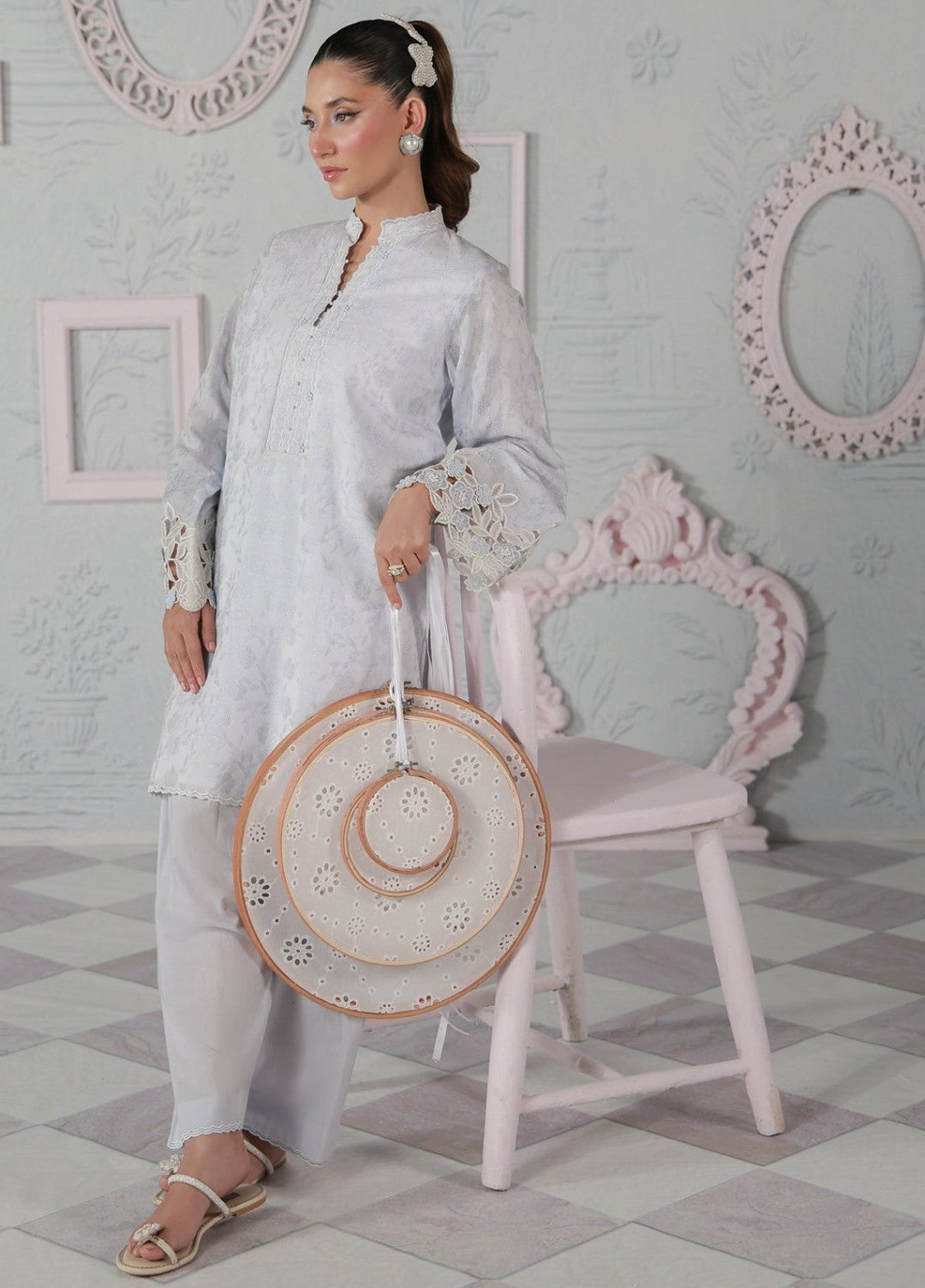 Sahar Women RTW Embroidered Jacquard 2 Piece Suit Bluebell Casual Collection