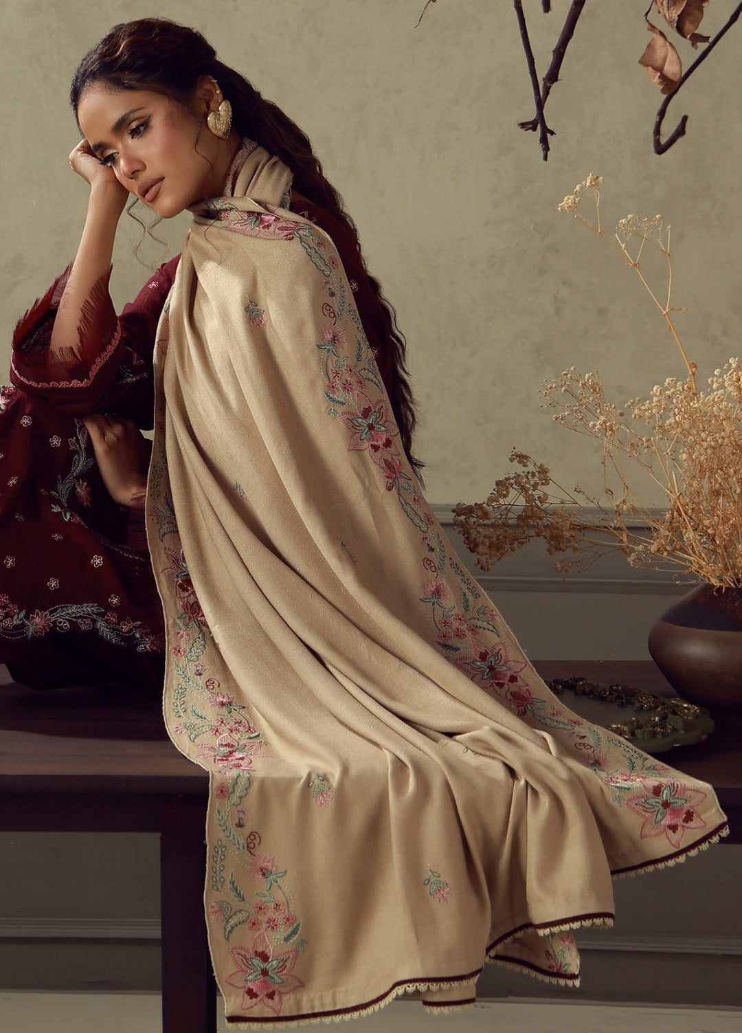 Sahar Unstitched Embroidered Khaddar 3 Piece Suit Afsana Winter Collection