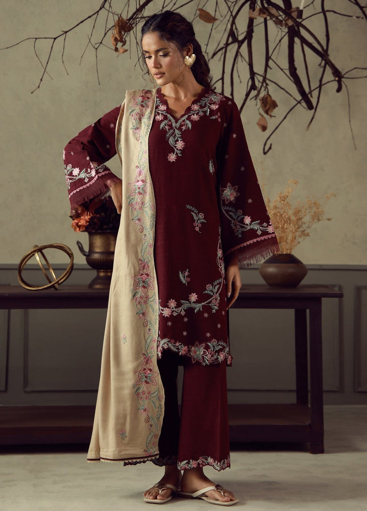 Sahar Unstitched Embroidered Khaddar 3 Piece Suit Afsana Winter Collection