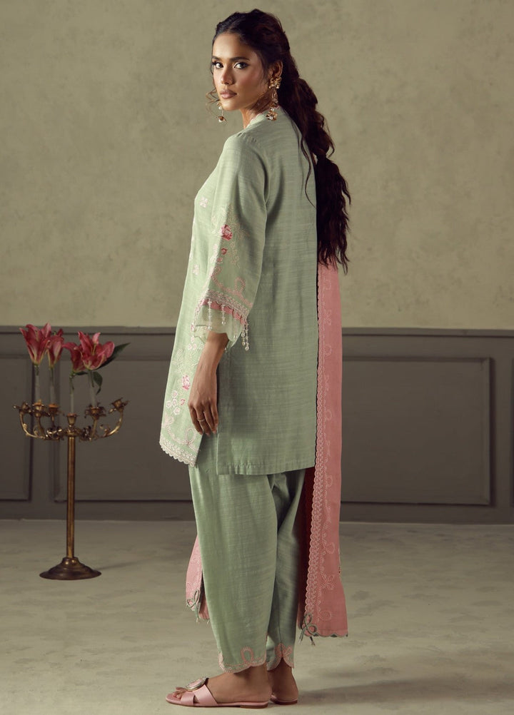 Sahar Unstitched Embroidered Khaddar 3 Piece Suit Sage Winter Collection