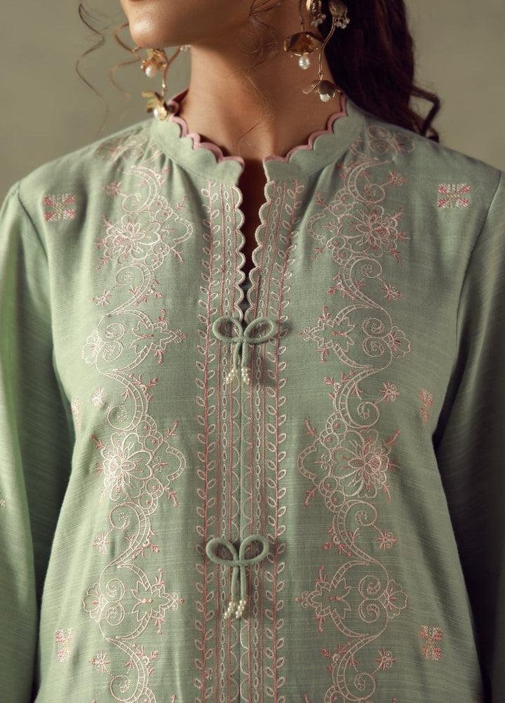 Sahar Unstitched Embroidered Khaddar 3 Piece Suit Sage Winter Collection