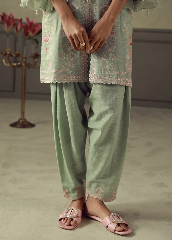 Sahar Unstitched Embroidered Khaddar 3 Piece Suit Sage Winter Collection