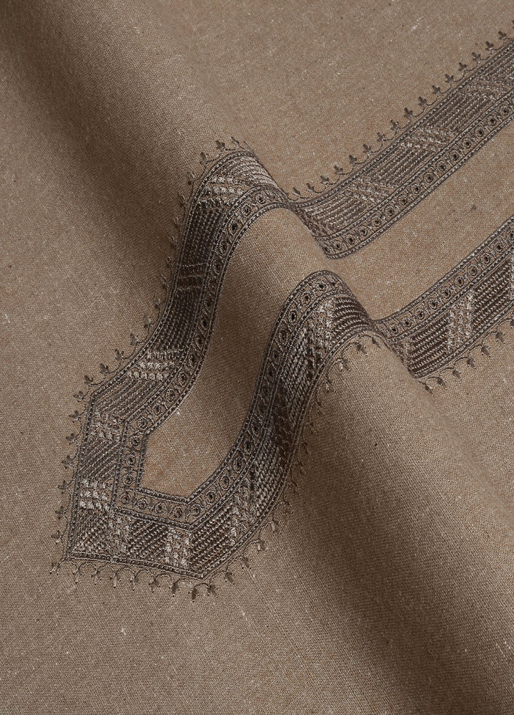 Wasaya by Fabrich Men Unstitched Embroidered Khaddar 2 Piece Suit Taupe Winter Collection