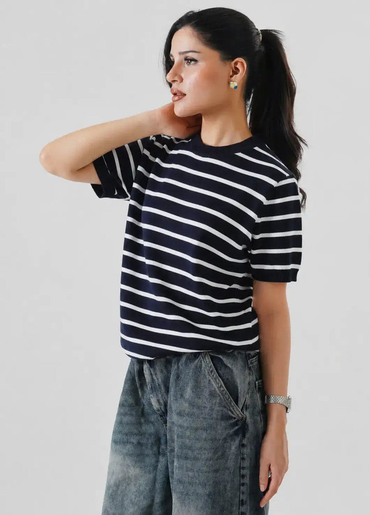 Artezan Inc RTW Solids Cotton T-Shirt Stripped Knit Casual Collection