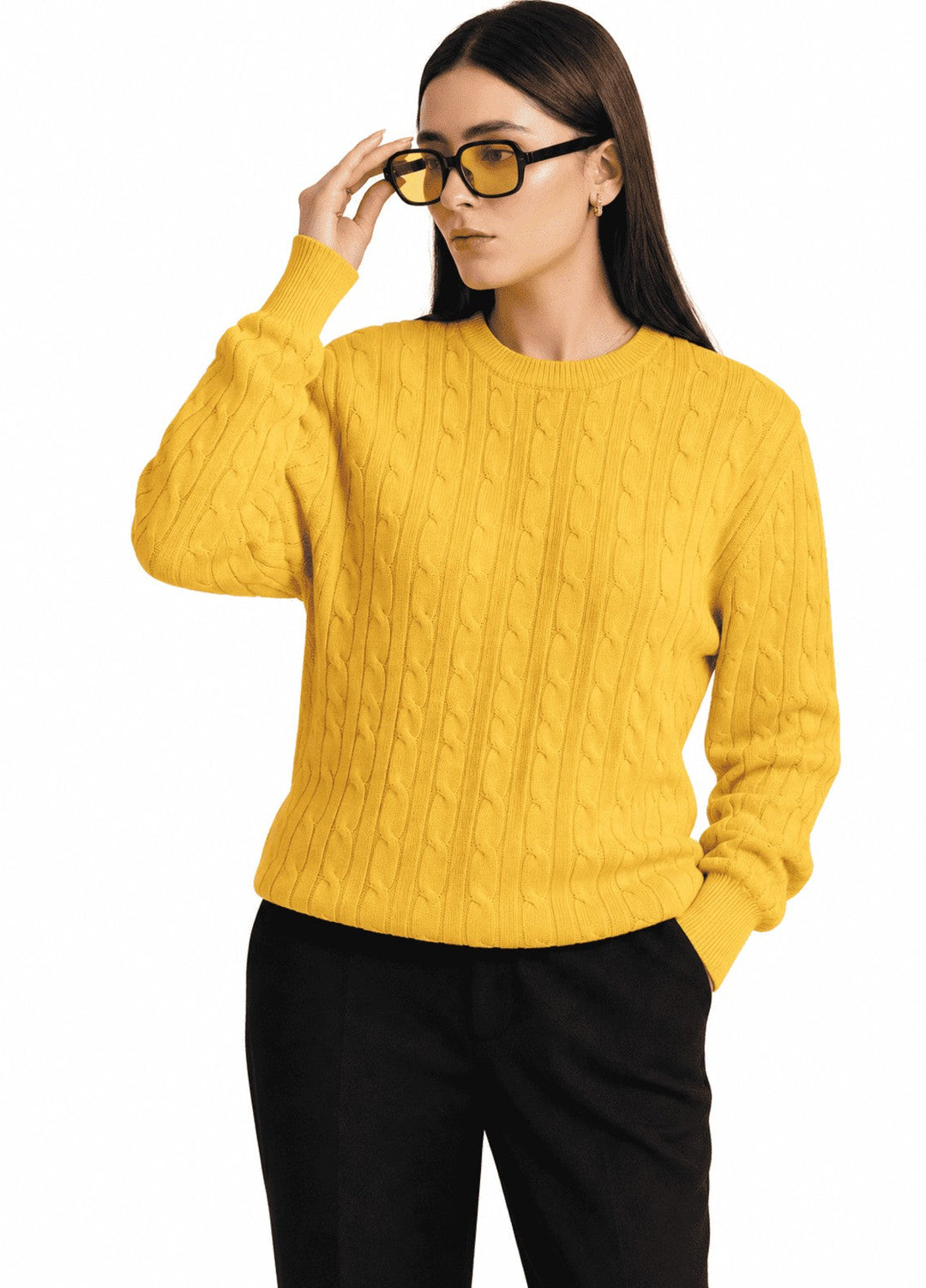 Artezan Inc RTW Solids Cotton Jumper Cable Knit Crew Casual Collection
