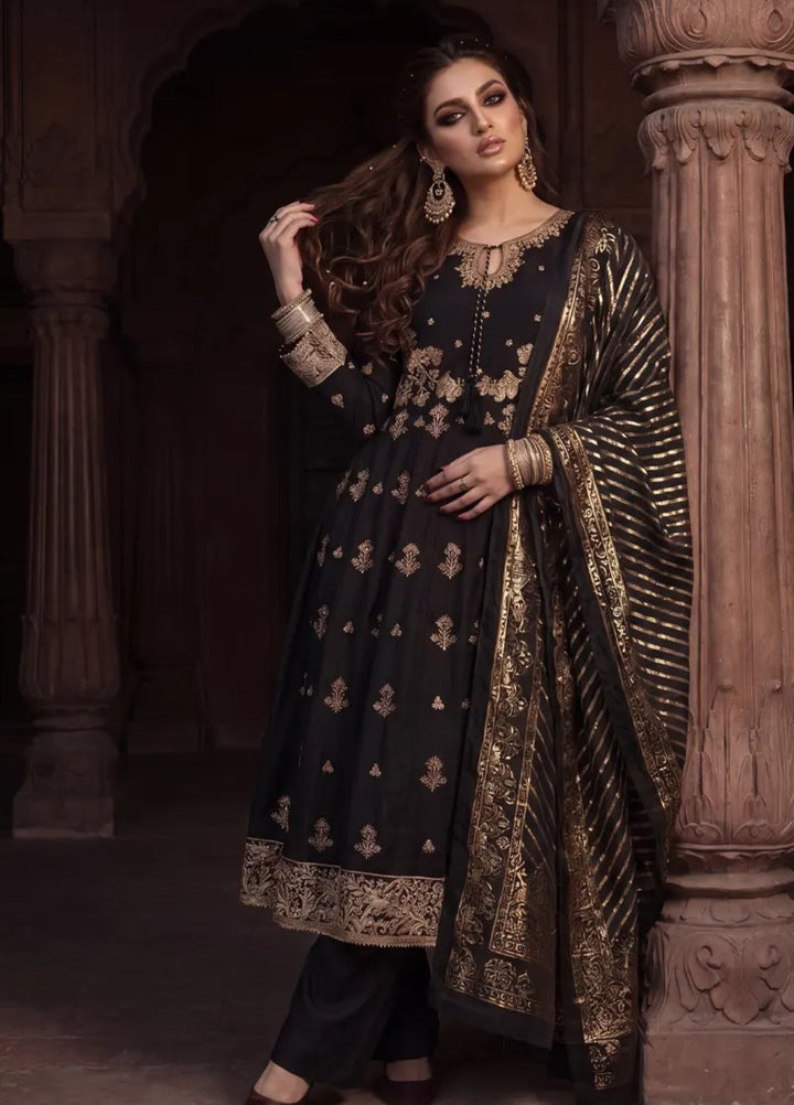 Salitex Unstitched Embroidered Raw Silk 3 Piece Suit WP7L3PEF465 Festive Collection