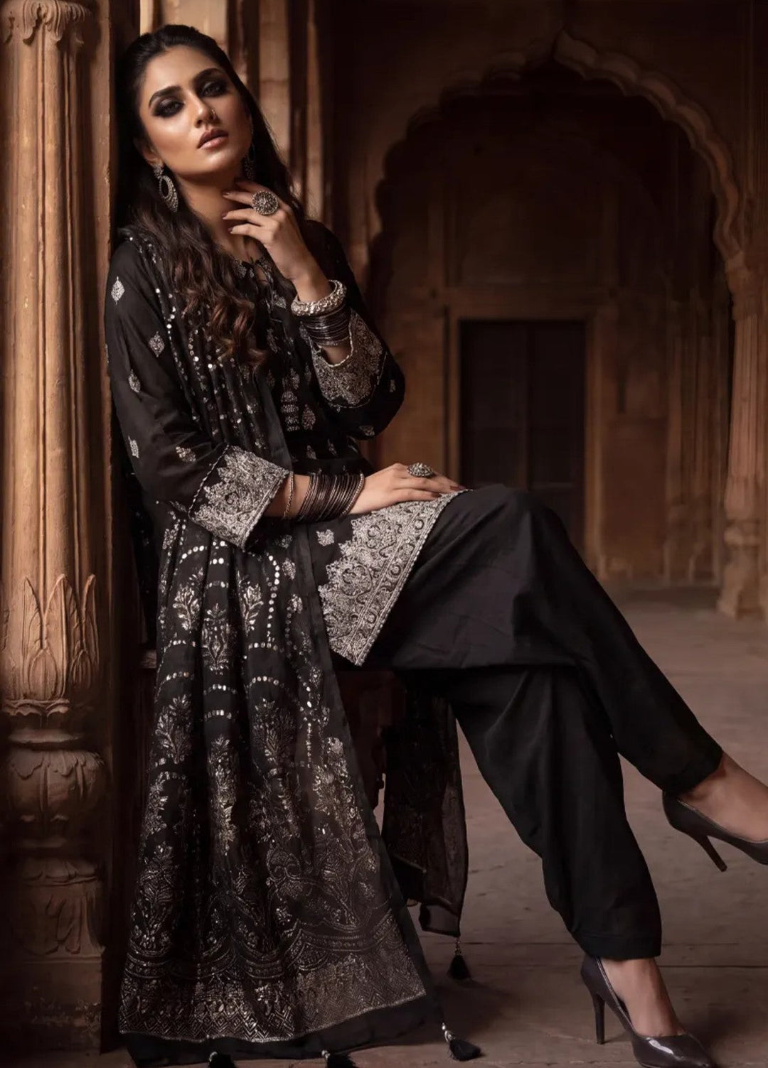 Salitex Unstitched Embroidered Raw Silk 3 Piece Suit WP7L3PEF466 Festive Collection