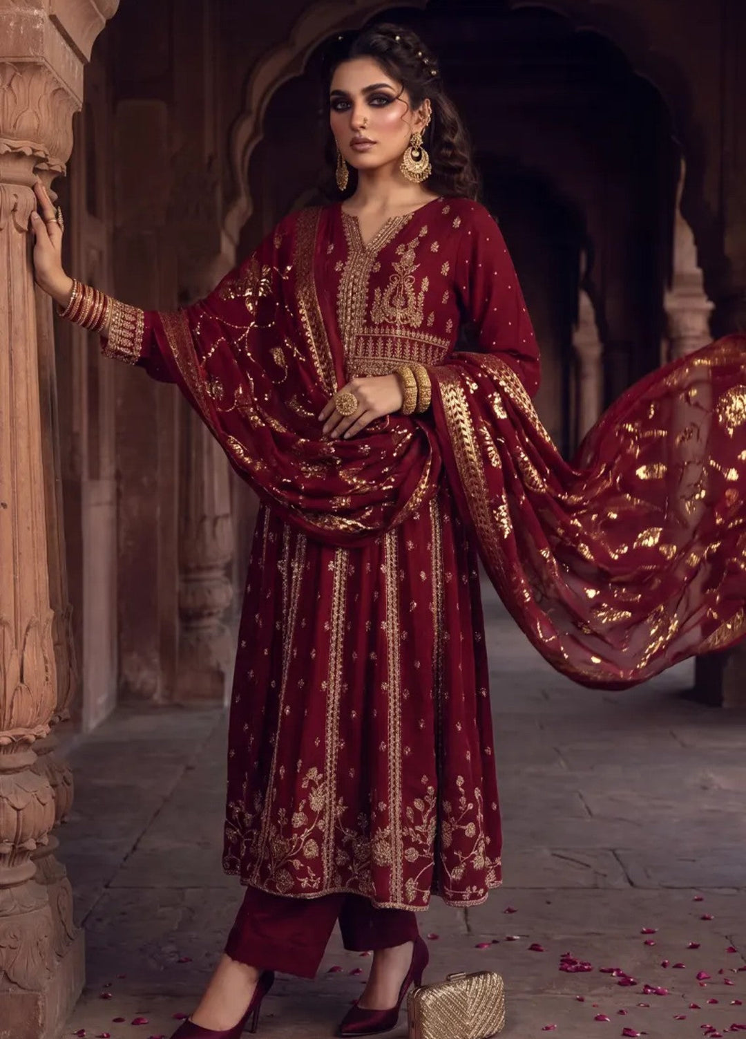 Salitex Unstitched Embroidered Raw Silk 3 Piece Suit WP7L3PEF468 Festive Collection