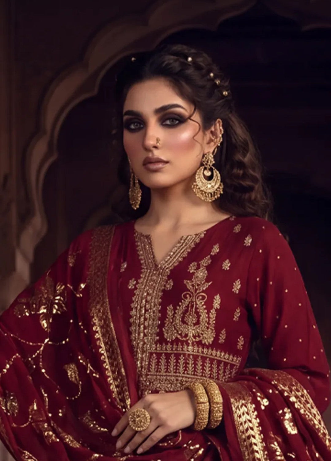 Salitex Unstitched Embroidered Raw Silk 3 Piece Suit WP7L3PEF468 Festive Collection