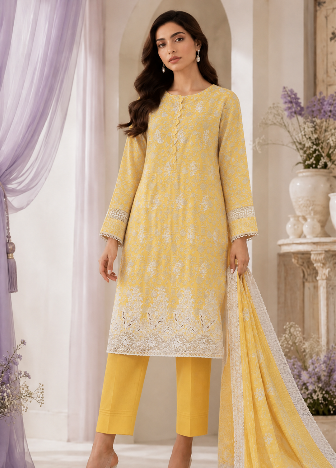 Nakshkari by HZ Textiles Unstitched Embroidered Lawn 3 Piece Suit NEC-1222 Casual Collection
