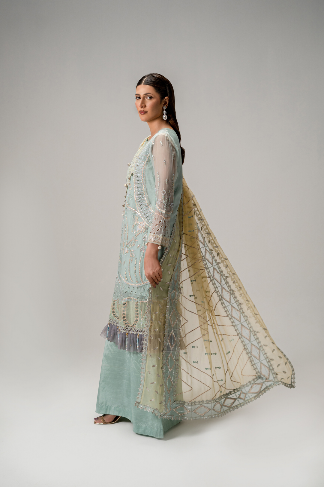Zebtan Women Unstitched Embroidered Chiffon 3 Piece Suit AR-08 Festive Collection