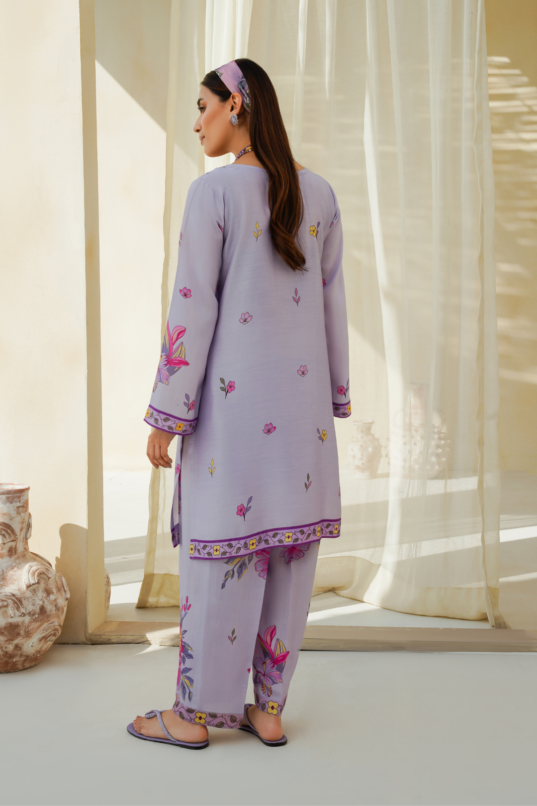 Divinely Crafted Pret Printed Cotton Silk 2 Piece Purple Haze