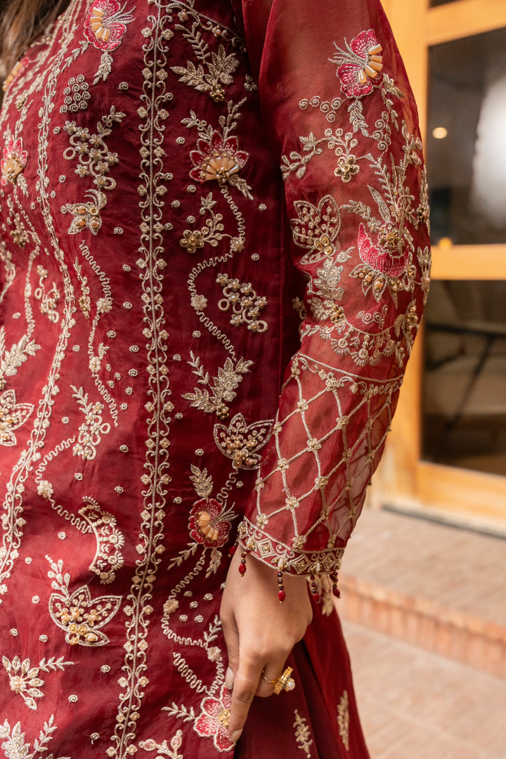 Zebtan Women Unstitched Embroidered Organza 3 Piece Suit MZ-04 Festive Collection
