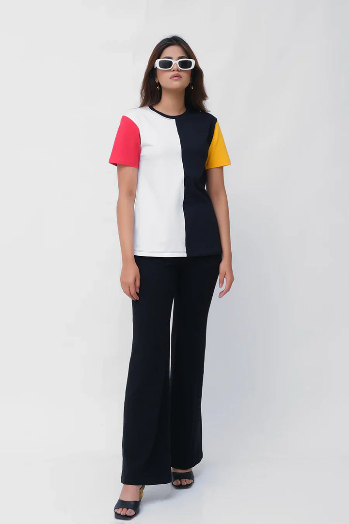 Dhaga Women Western Printed T- Shirt jersy Black and White DH100099 - Summer Collection