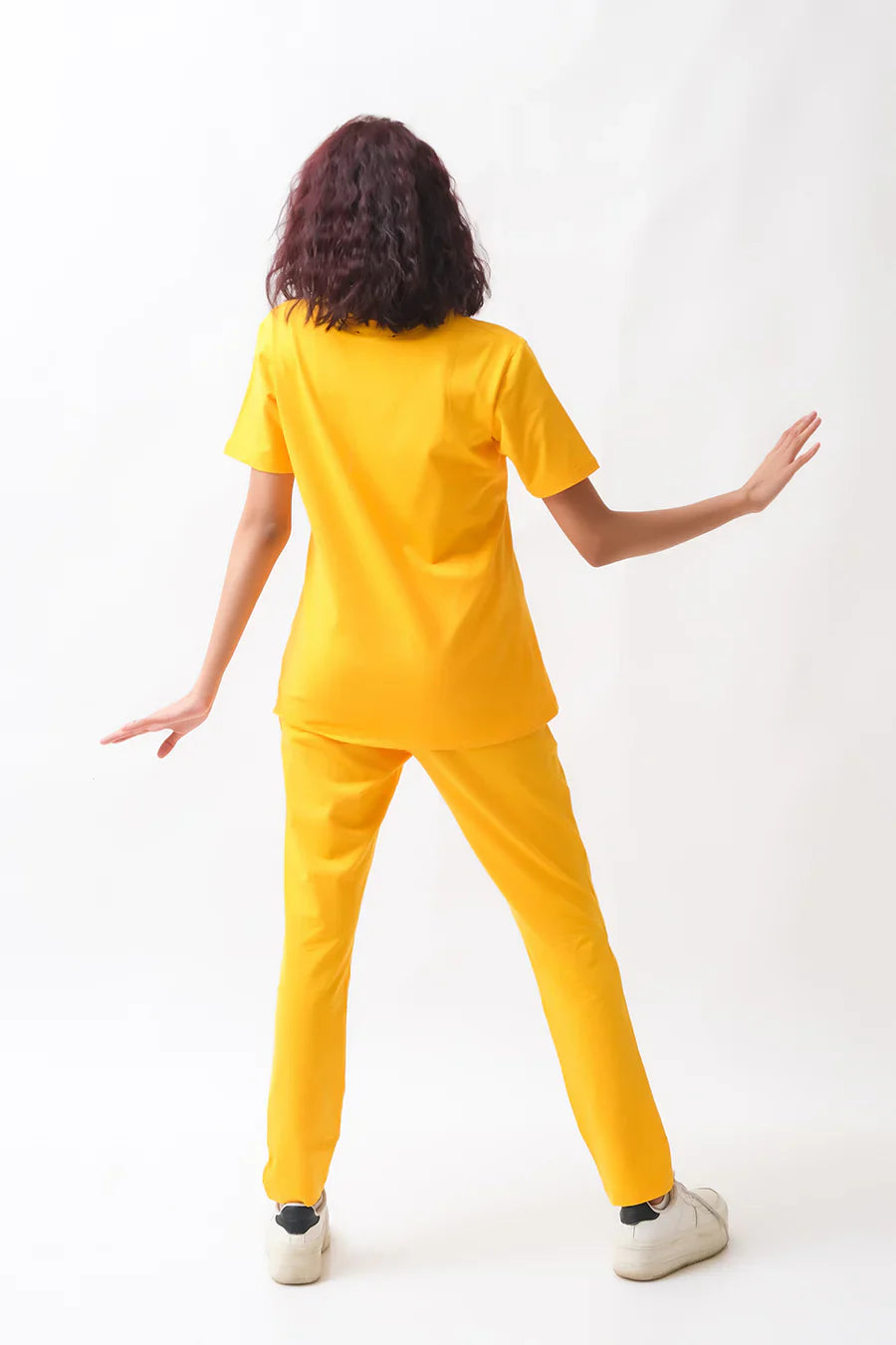 Dhaga Women Western Solids 2 Piece jersy Yellow Co Ords Half Sleeves DHSSSCO5 - Summer Collection