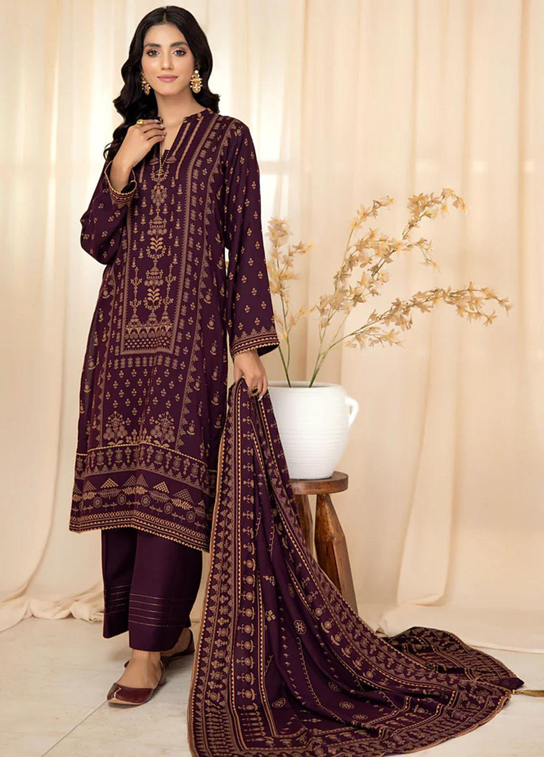 Lakhany Printed Cashmere Wool Suits Unstitched 3 Piece LSM22CV CVC-1003-A - Winter Collection