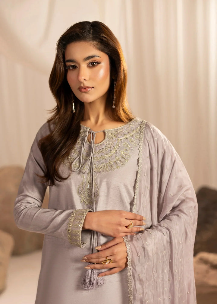 Silk Atelier by Jamni RTW Embroidered Korean Silk 3 Piece Suit DUSTY BLUSH Festive Collection