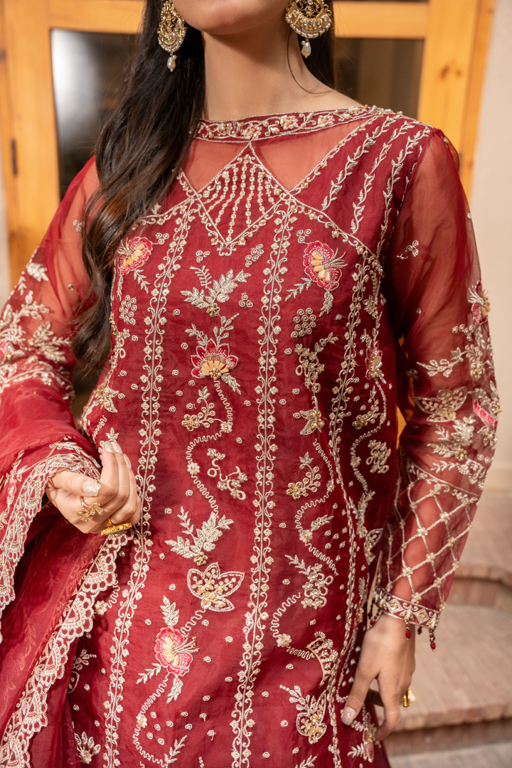 Zebtan Women Unstitched Embroidered Organza 3 Piece Suit MZ-04 Festive Collection