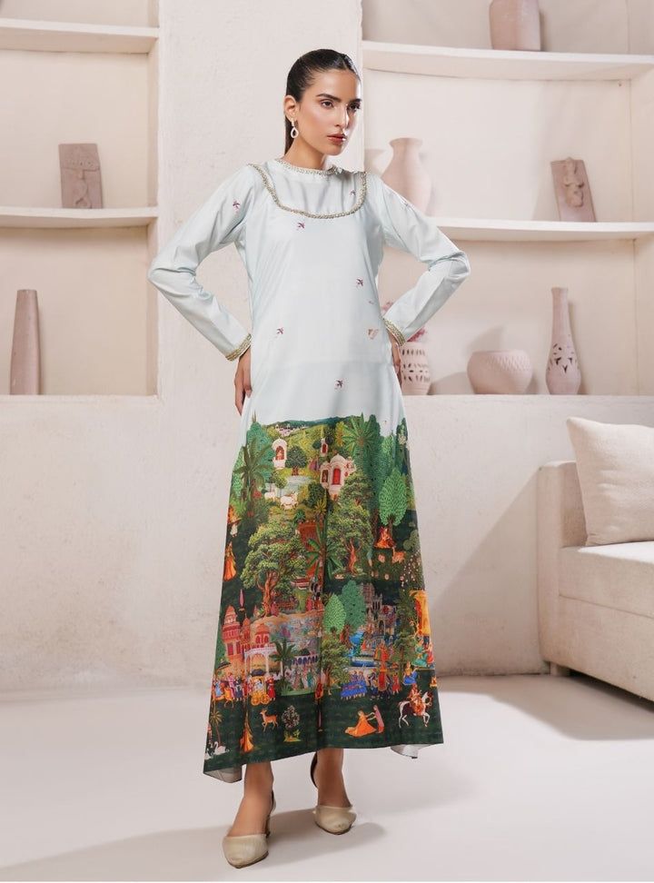 Irtiqa by Anayra Amal RTW Printed Raw Silk 1 Piece Suit Taana Baana Festive Collection