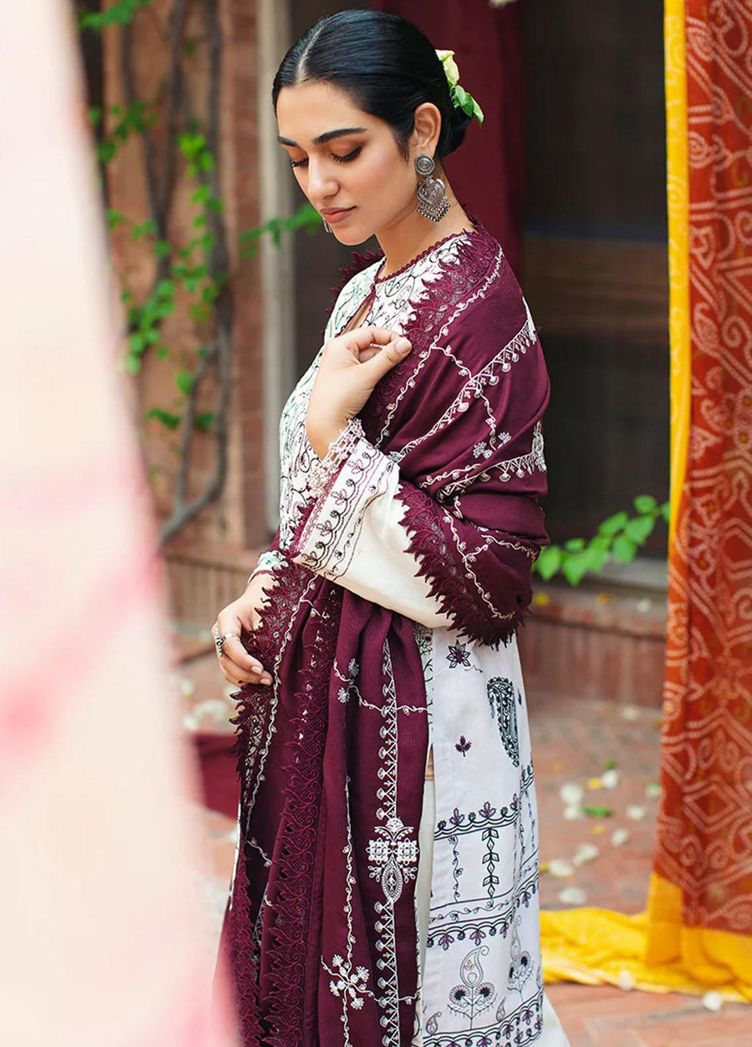 Cross Stitch Embroidered Khaddar Suits Unstitched 3 Piece CS22W 02 Checkered Speck - Winter Collection
