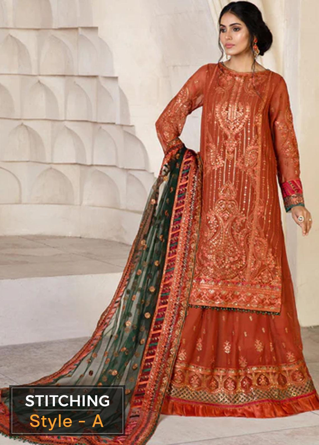Gulzaar By Zarif Embroidered  Suits Unstitched 3 Piece ZFG 02 MERIGOLD - Luxury Collection