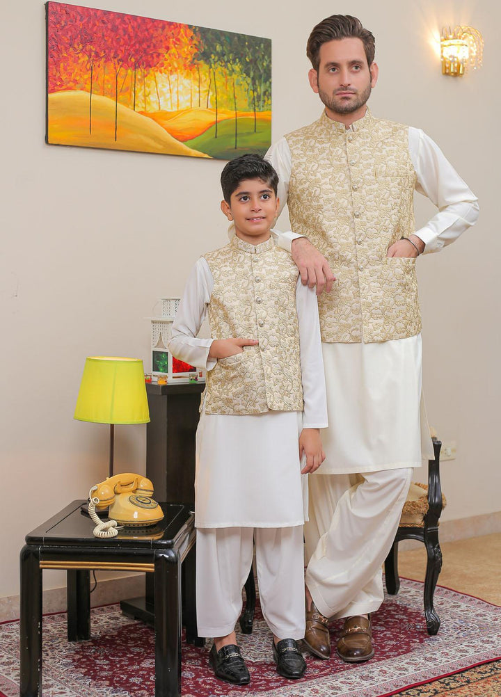 Real Image Raw Silk Smart Fit Waistcoat for Kids -  OKW-019 Gold