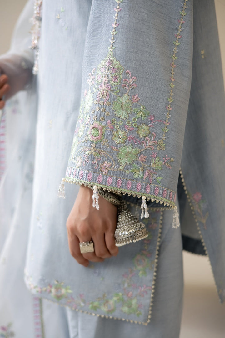 Lune Des Fleurs by Enzo RTW Embroidered Korean Silk 3 Piece Suit ESME Festive Collection