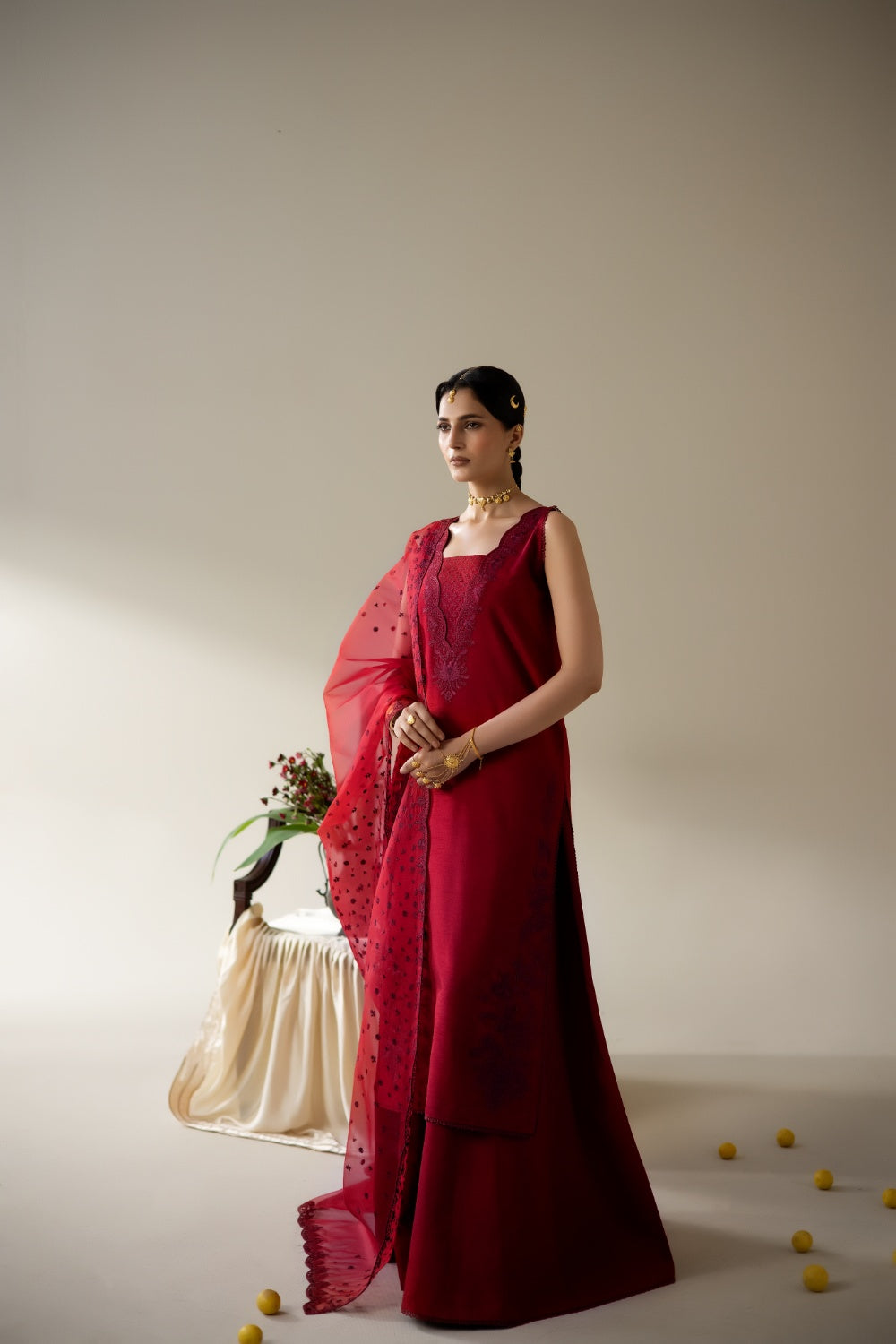Lune Des Fleurs by Enzo RTW Embroidered Korean Silk 3 Piece Suit INES Festive Collection