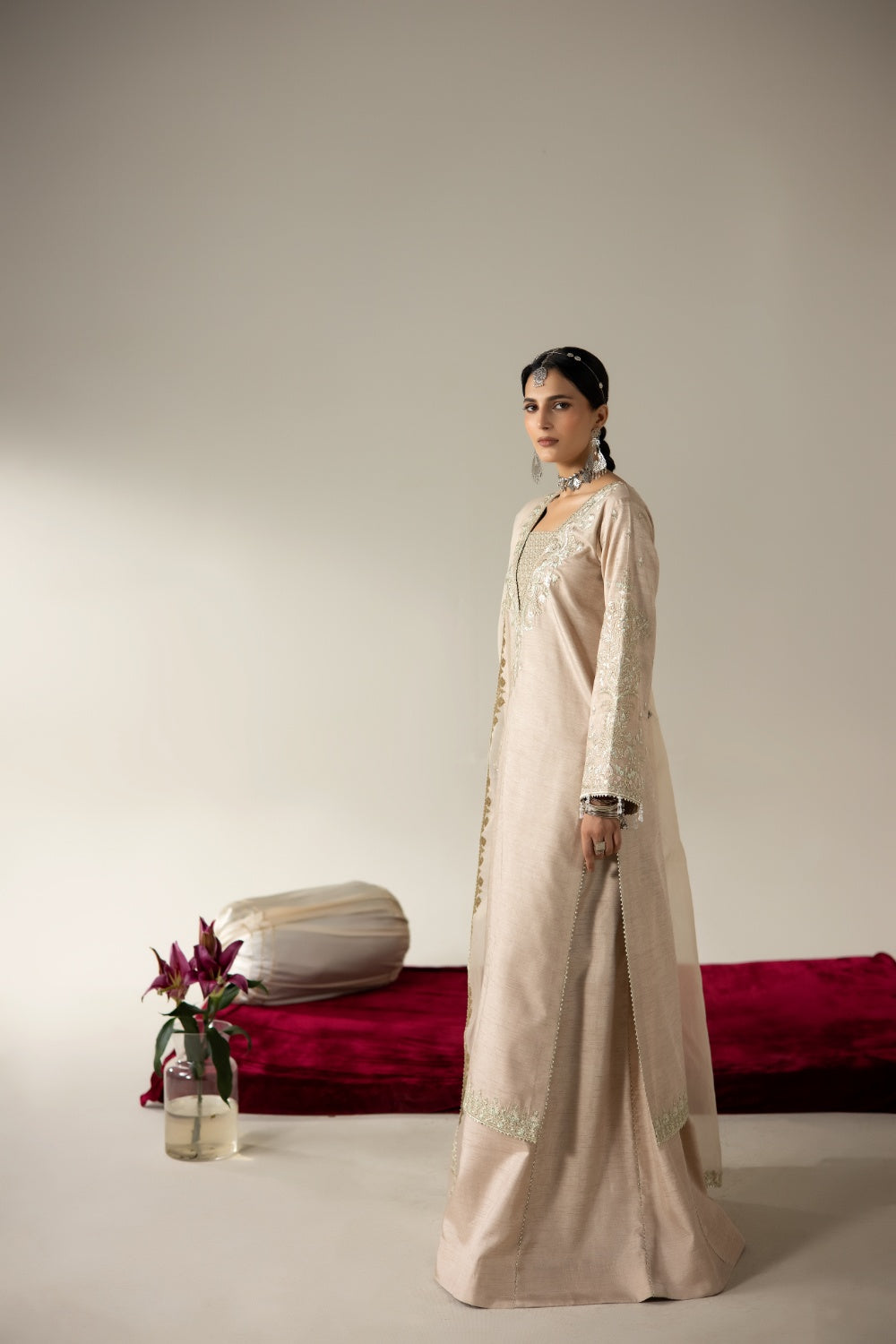 Lune Des Fleurs by Enzo RTW Embroidered Korean Silk 3 Piece Suit REINA Festive Collection