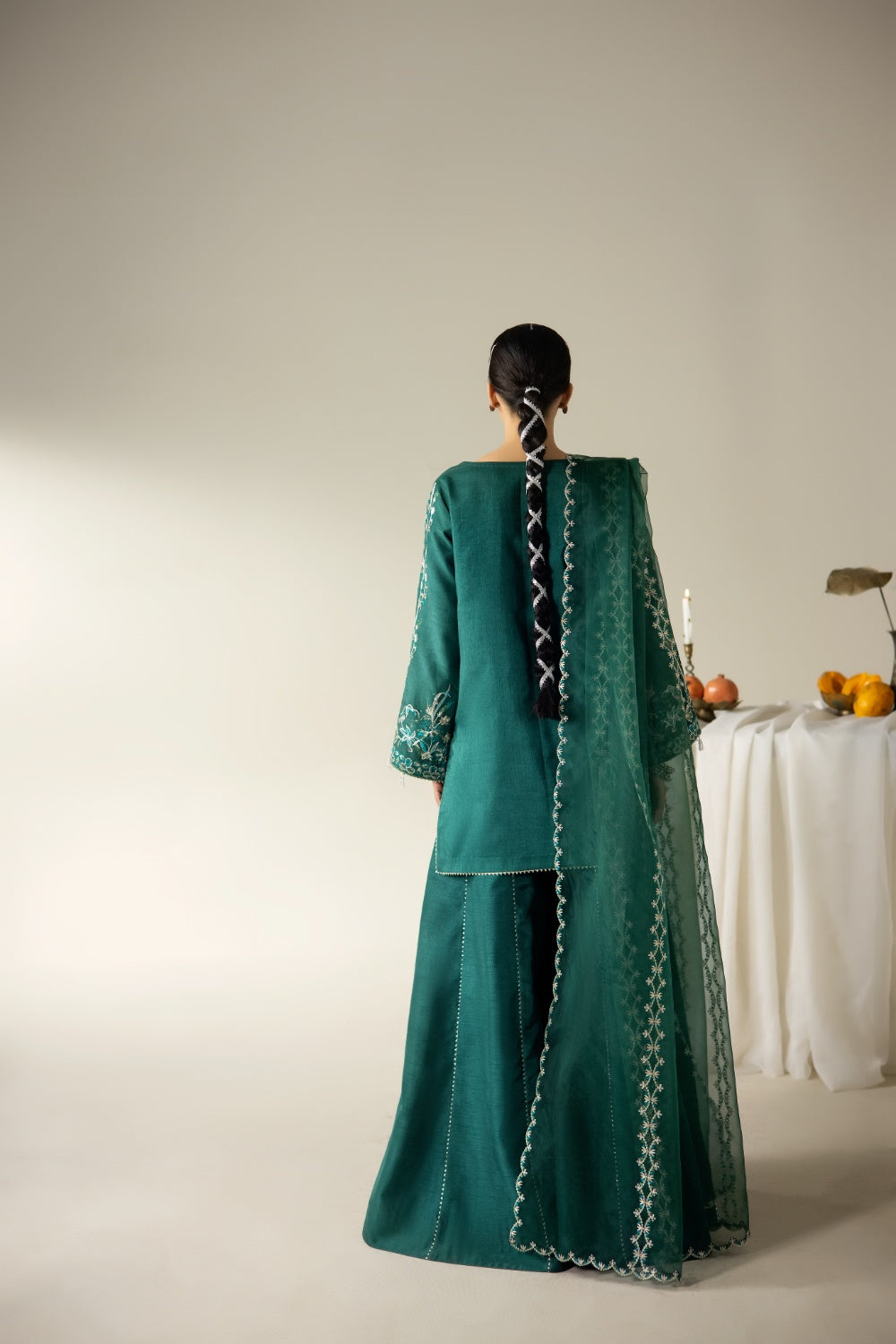 Lune Des Fleurs by Enzo RTW Embroidered Korean Silk 3 Piece Suit MIRELLE Festive Collection