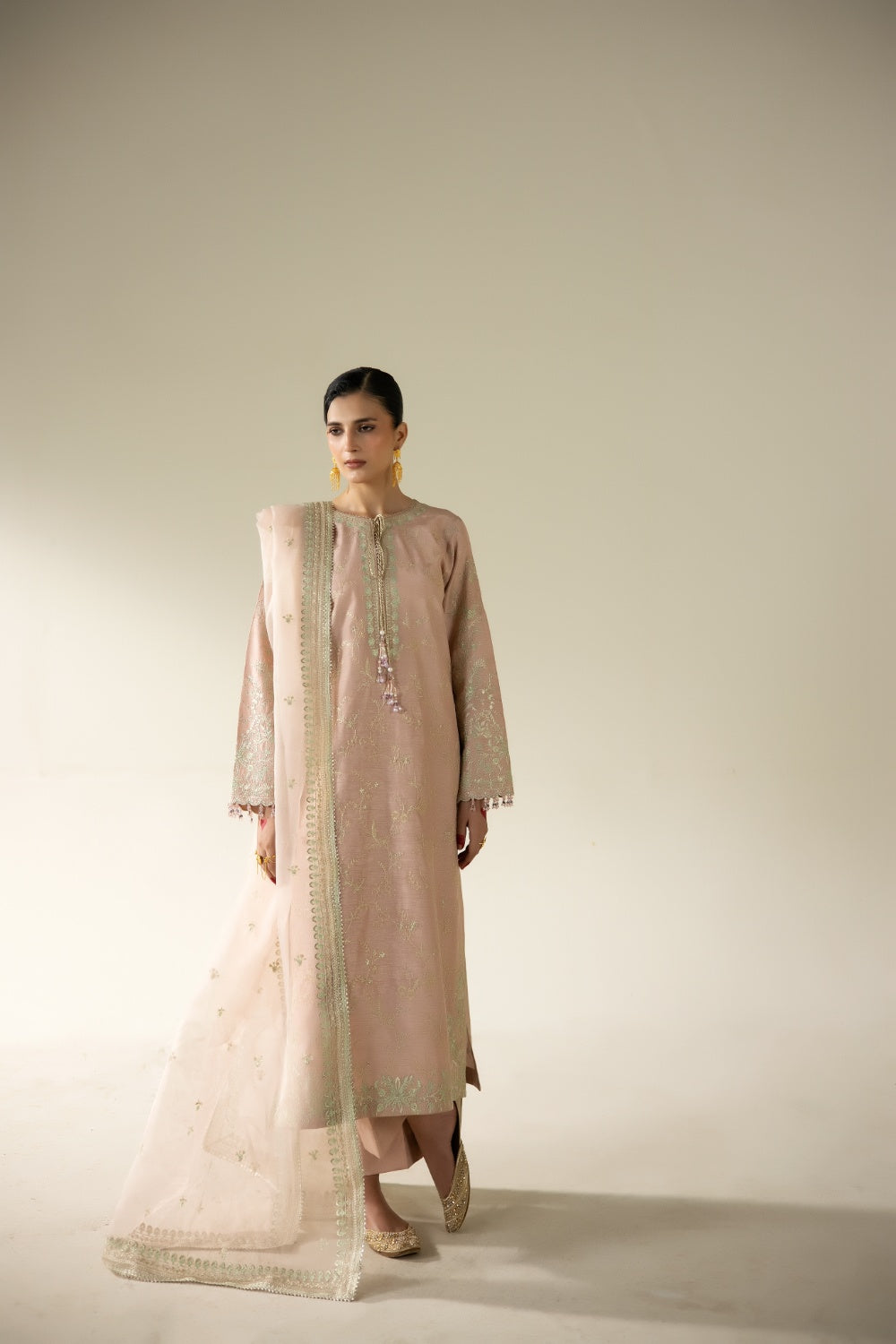 Lune Des Fleurs by Enzo RTW Embroidered Korean Silk 3 Piece Suit VAILA Festive Collection