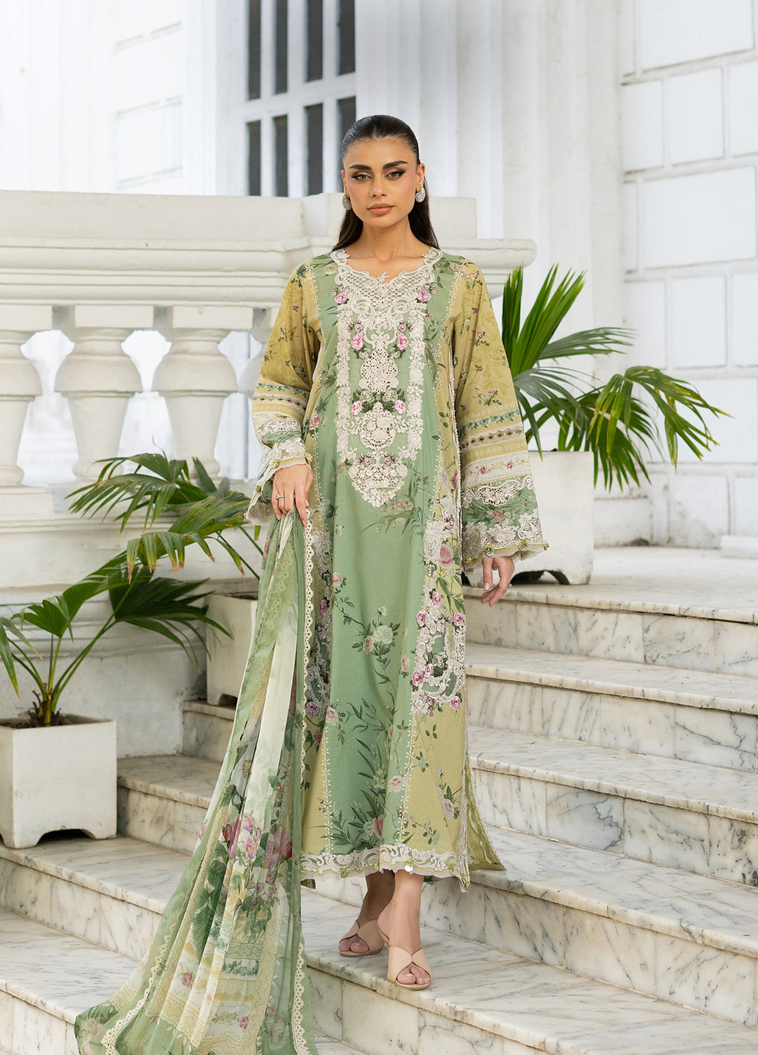 Signature by Elaf Unstitched Embroidered Lawn 3 Piece Suit EL26USLE Elara ESG-1A - Eid Collection