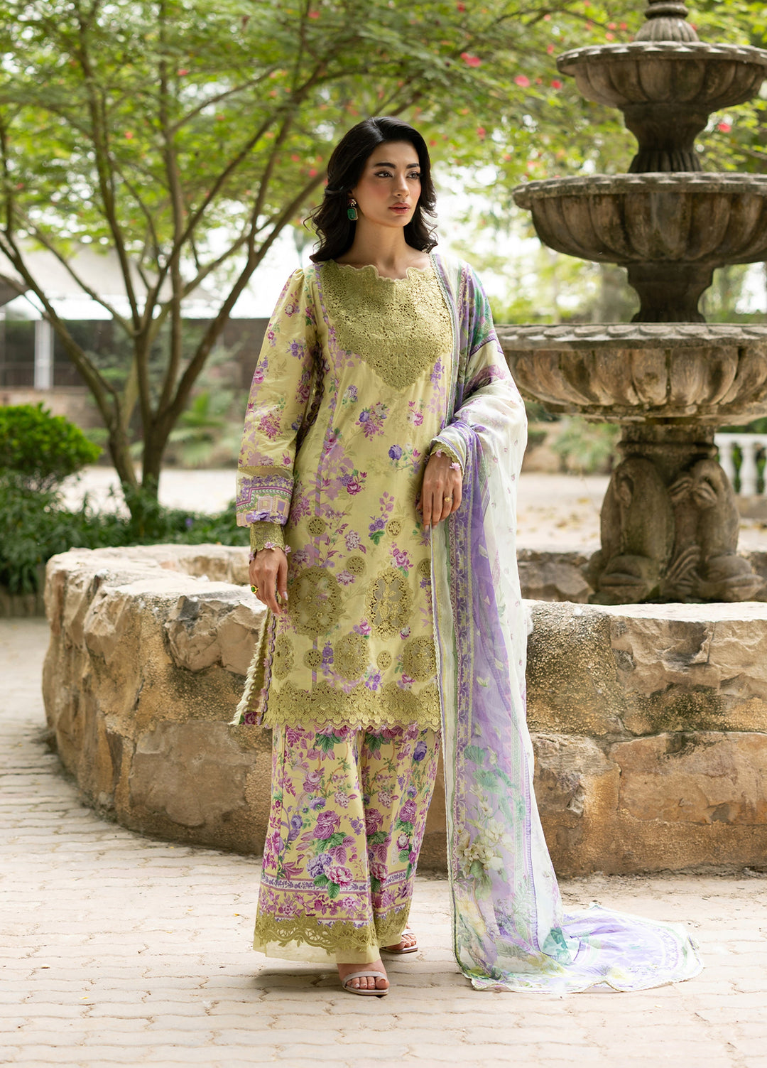 Signature by Elaf Unstitched Embroidered Lawn 3 Piece Suit EL26USLE Olivia ESG-8A - Eid Collection