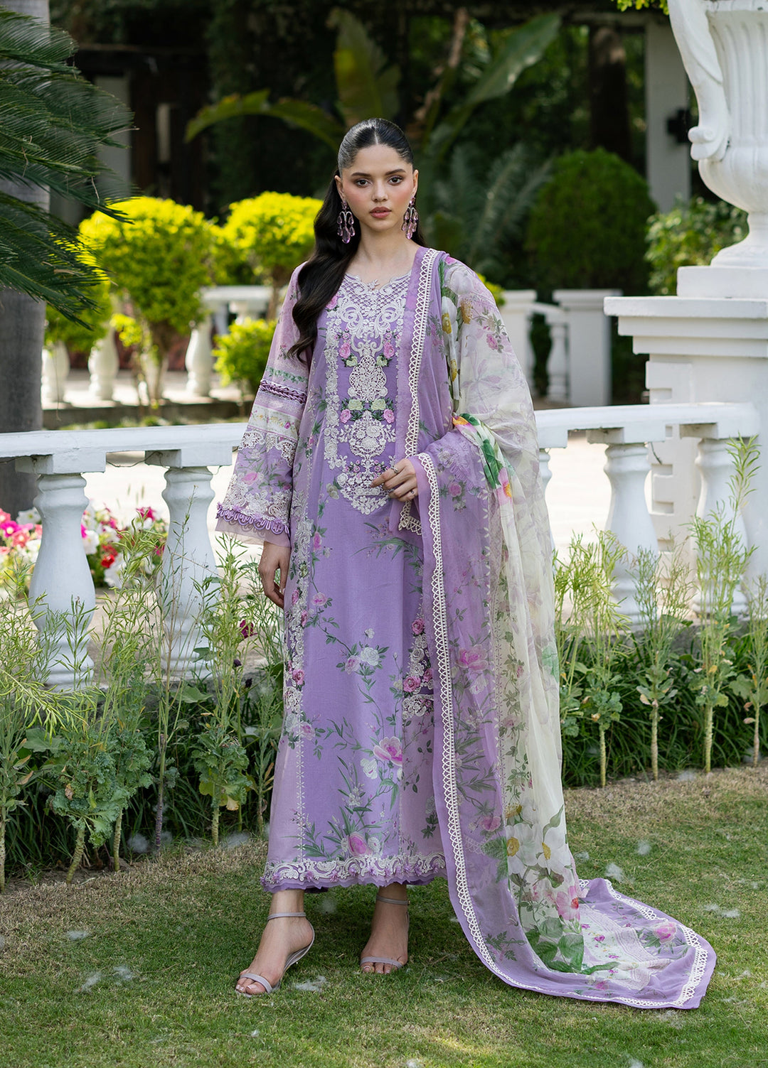 Signature by Elaf Unstitched Embroidered Lawn 3 Piece Suit EL26USLE Bianca ESG-1B - Eid Collection