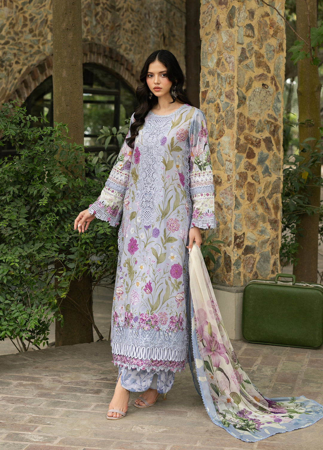 Signature by Elaf Unstitched Embroidered Lawn 3 Piece Suit EL26USLE Ariana ESG-5A - Eid Collection