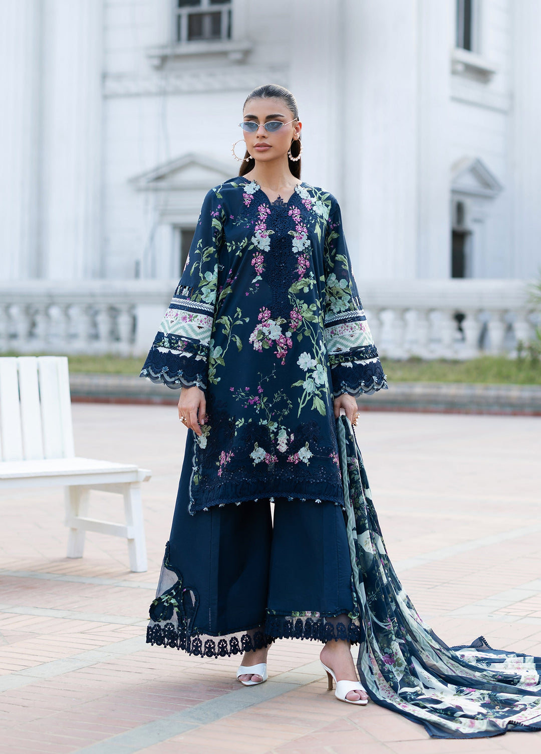 Signature by Elaf Unstitched Embroidered Lawn 3 Piece Suit EL26USLE Mariel ESG-3A - Eid Collection