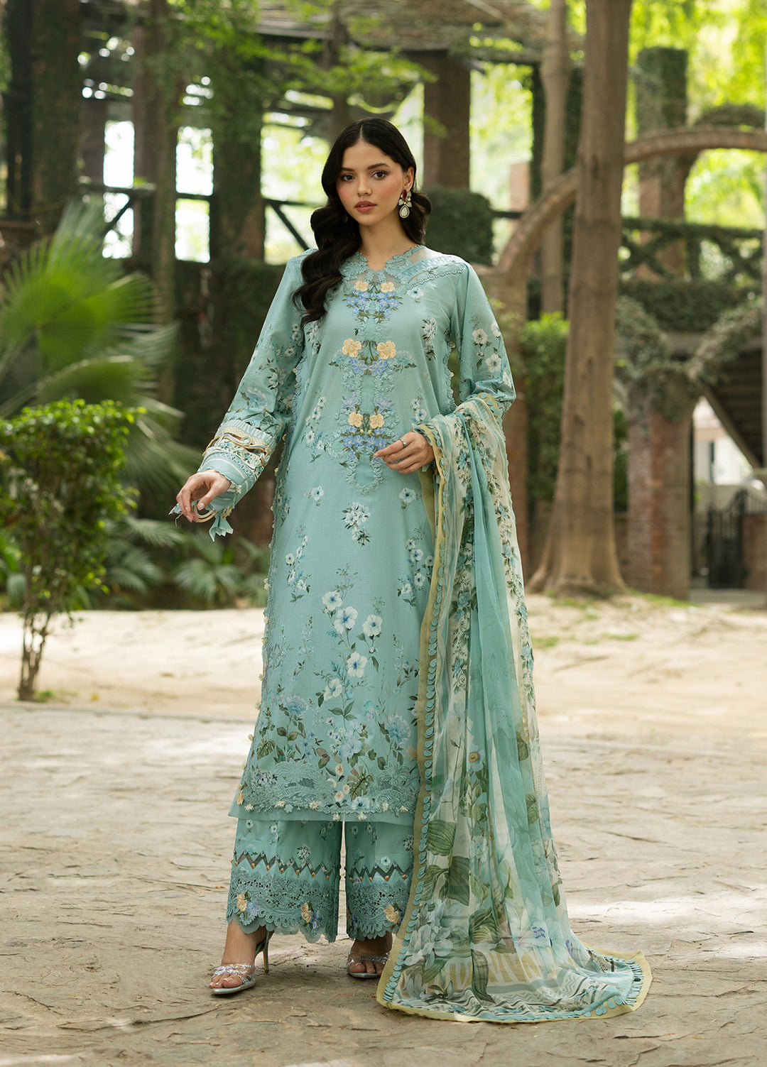 Signature by Elaf Unstitched Embroidered Lawn 3 Piece Suit EL26USLE Zaria ESG-6B - Eid Collection